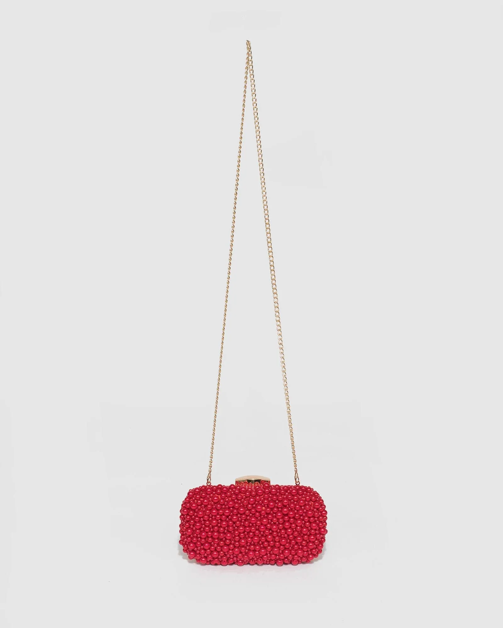 Red Alina Beaded Clutch Bag