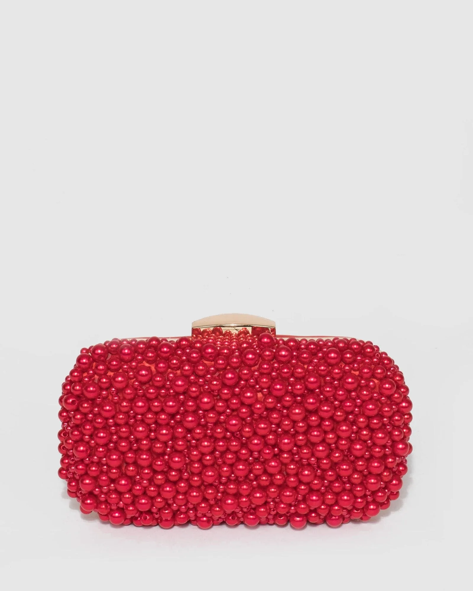 Red Alina Beaded Clutch Bag