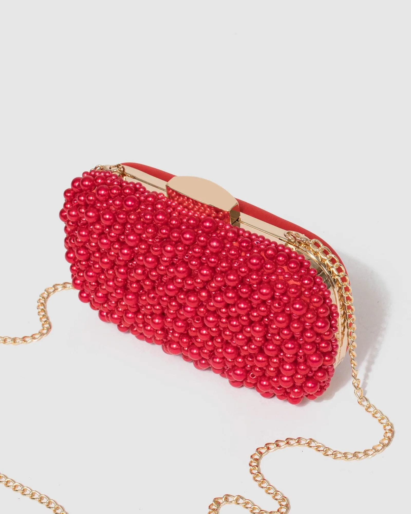 Red Alina Beaded Clutch Bag