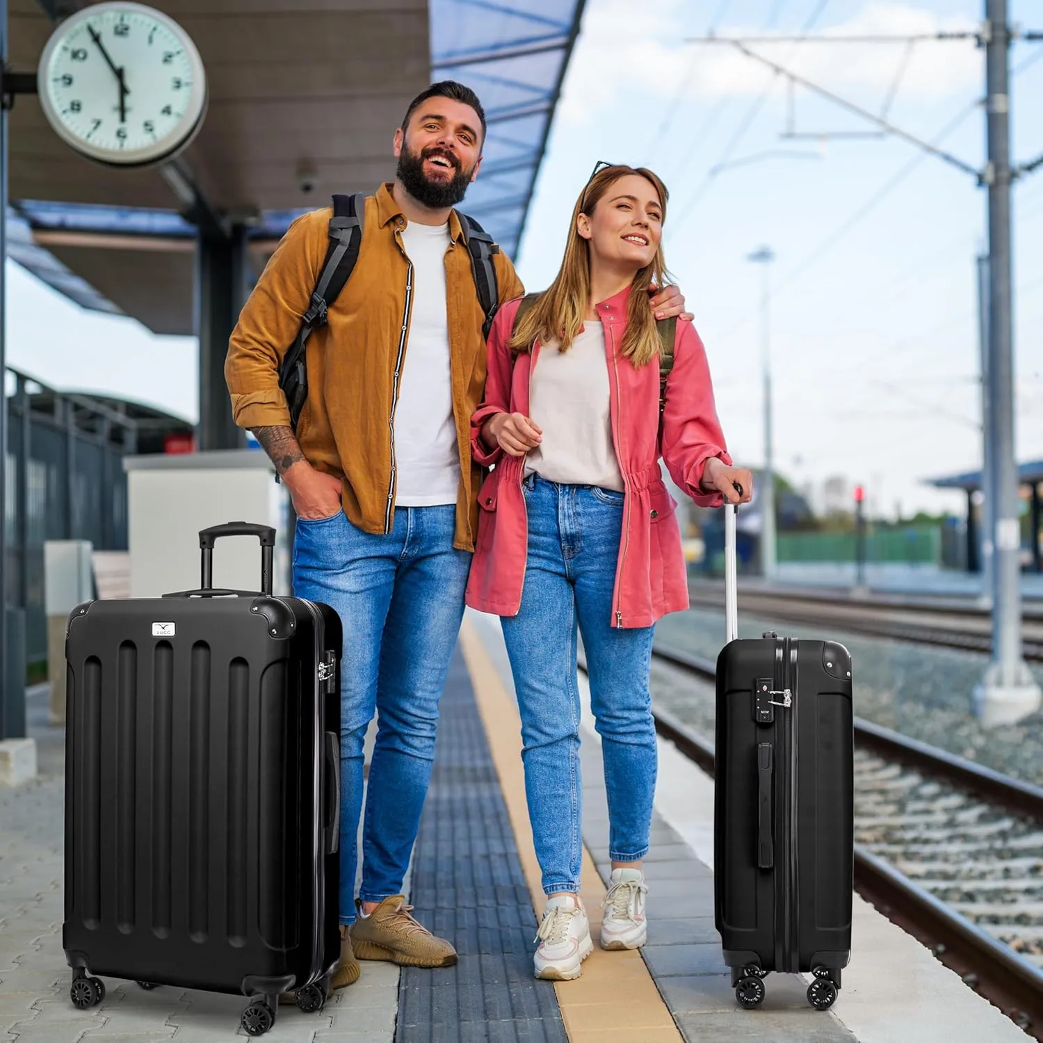 Skywander 2pc 20in & 24in Suitcase - Black