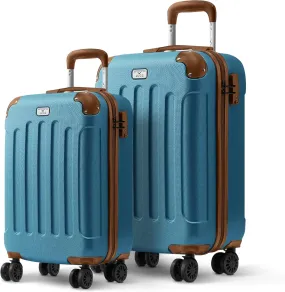 Skywander 2pc 20in & 24in Suitcase - Blue/Brown