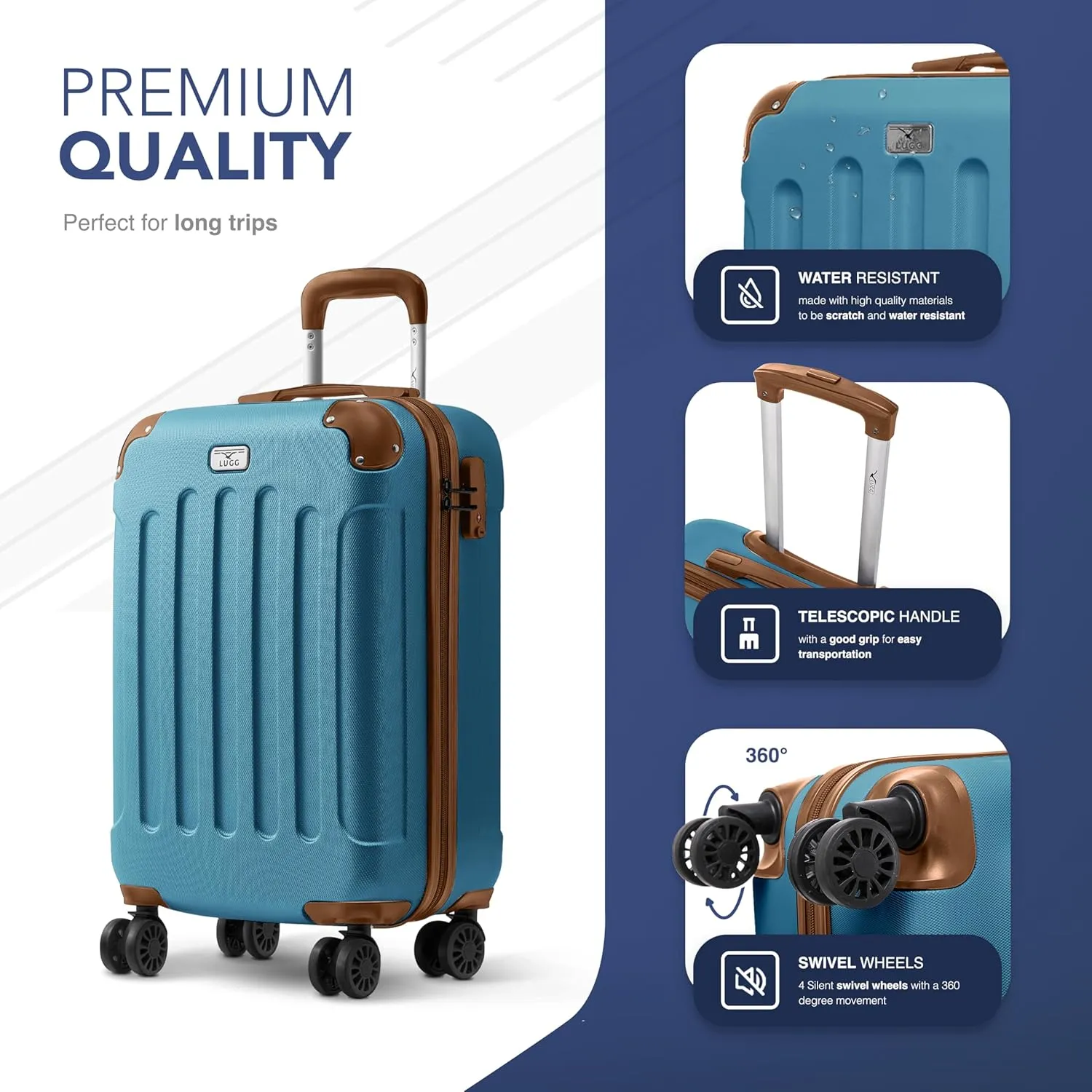 Skywander 2pc 20in & 24in Suitcase - Blue/Brown