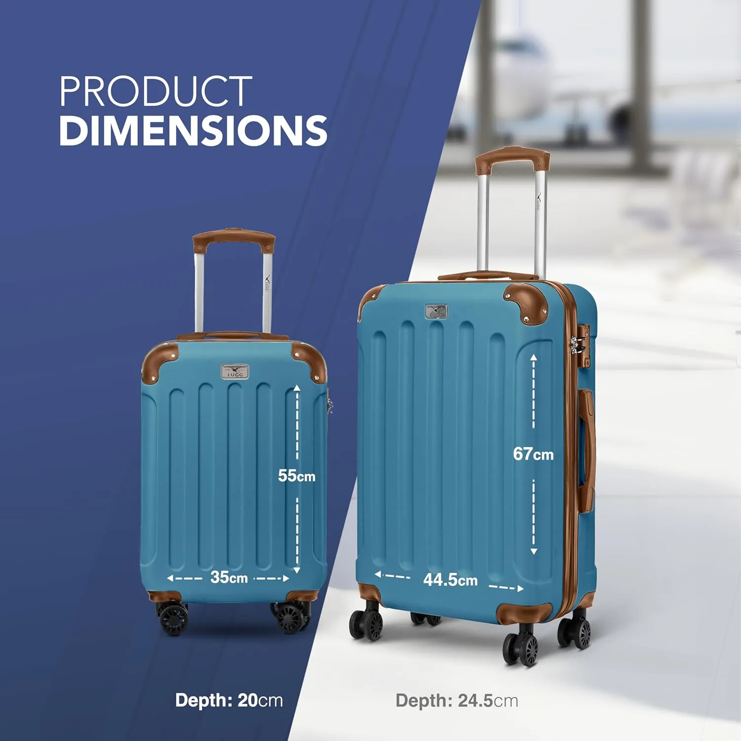 Skywander 2pc 20in & 24in Suitcase - Blue/Brown