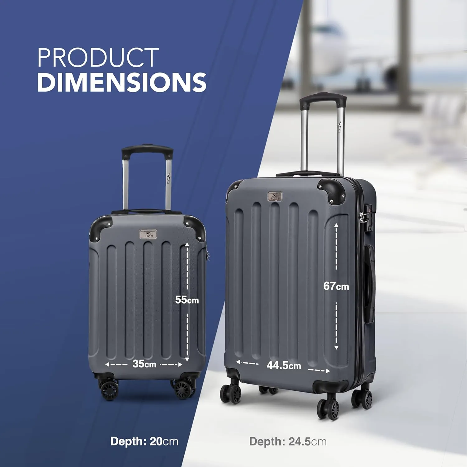 Skywander 2pc 20in & 24in Suitcase -  Silver