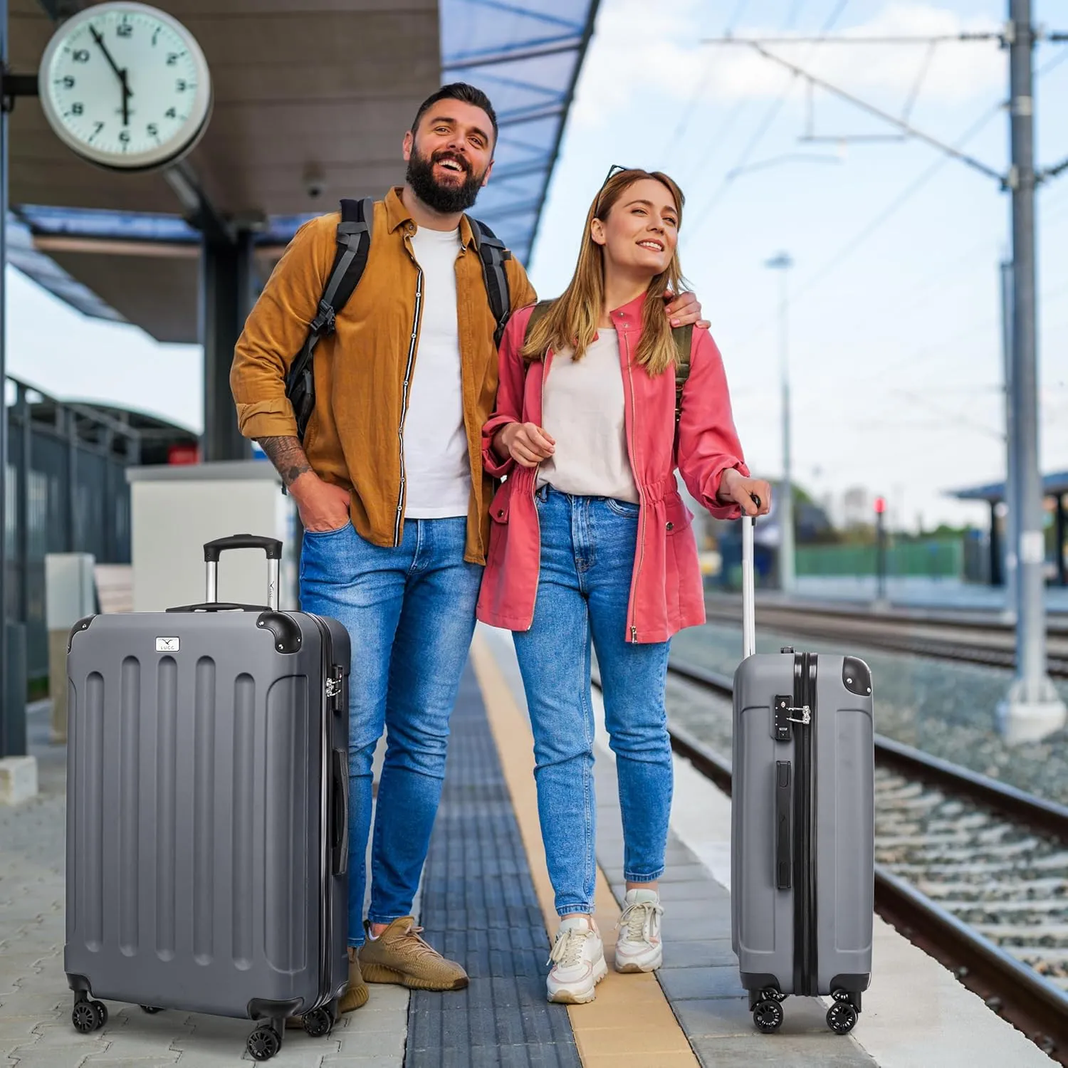 Skywander 2pc 20in & 24in Suitcase -  Silver