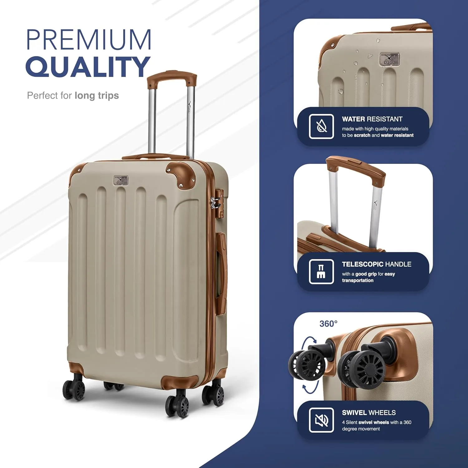 Skywander 2pc 24in & 28in Suitcase - Cream/Brown