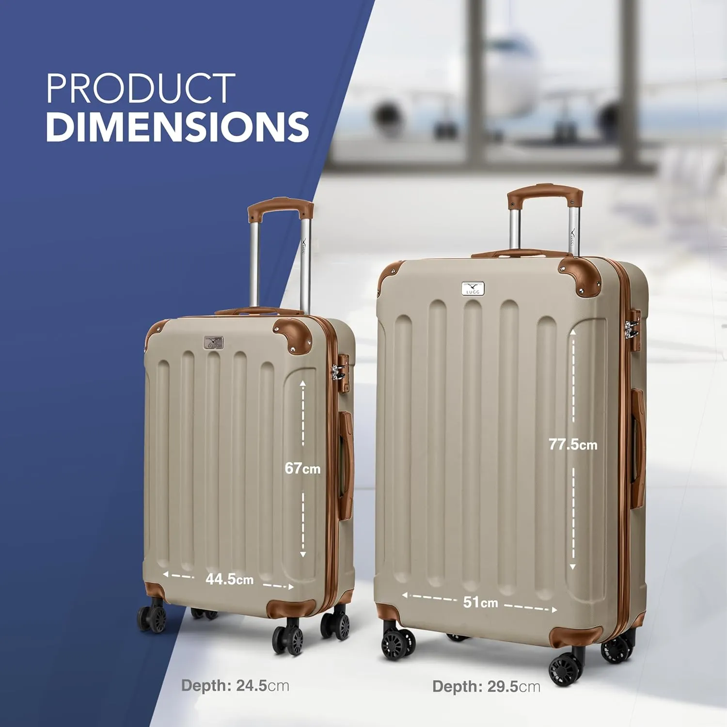 Skywander 2pc 24in & 28in Suitcase - Cream/Brown