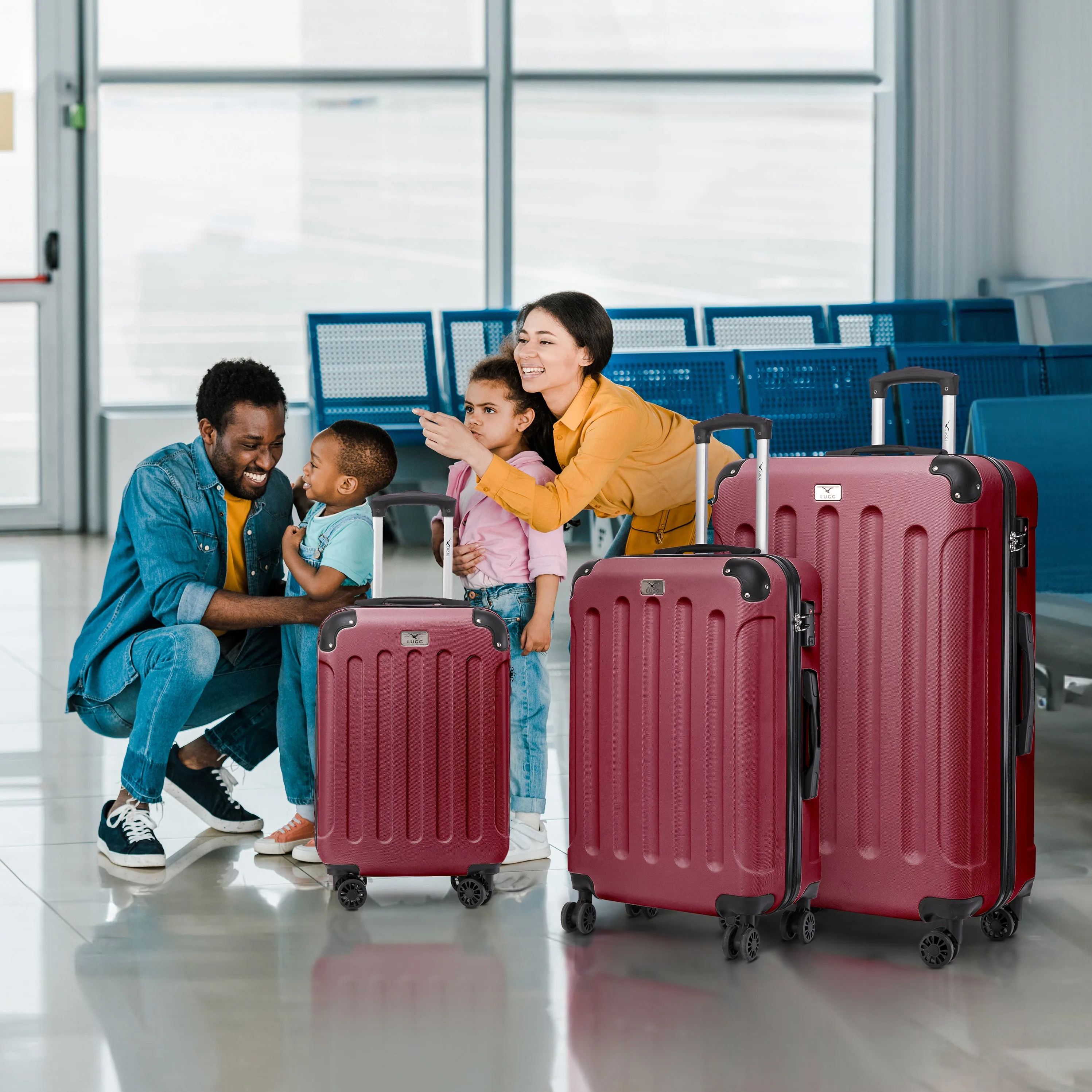 Skywander 3pc Suitcase Set in Burgundy