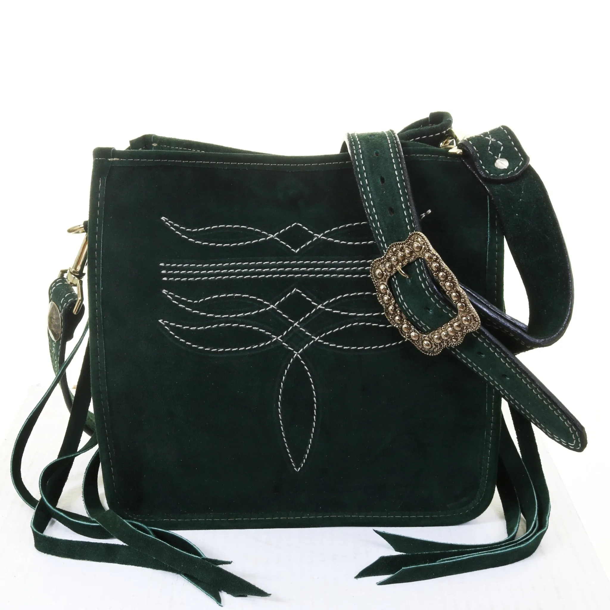 SQT25 - Forest Green Suede Square Tote