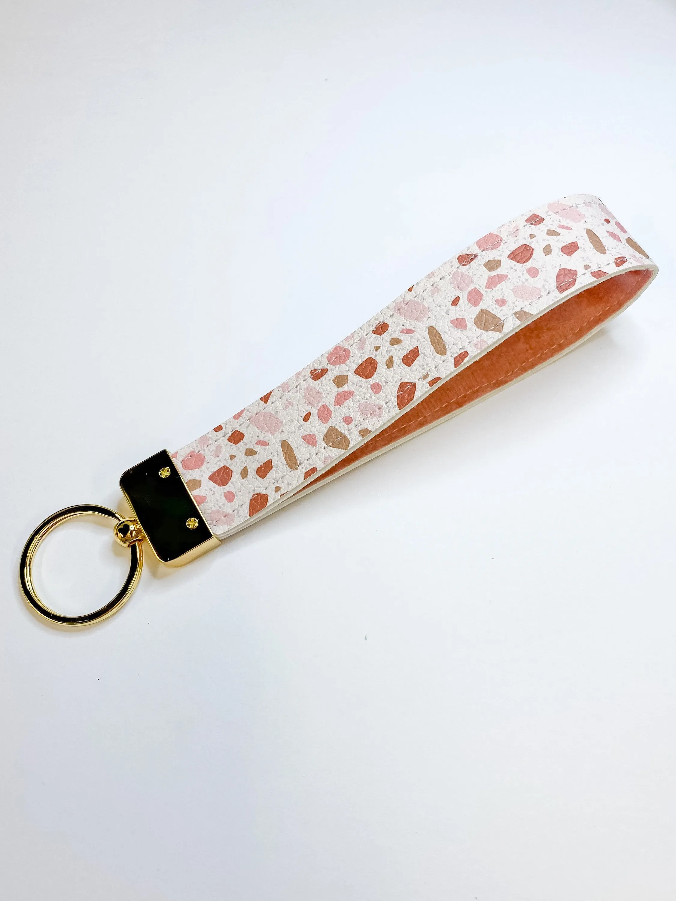 Terrazzo Faux Leather Wristlet Keychain