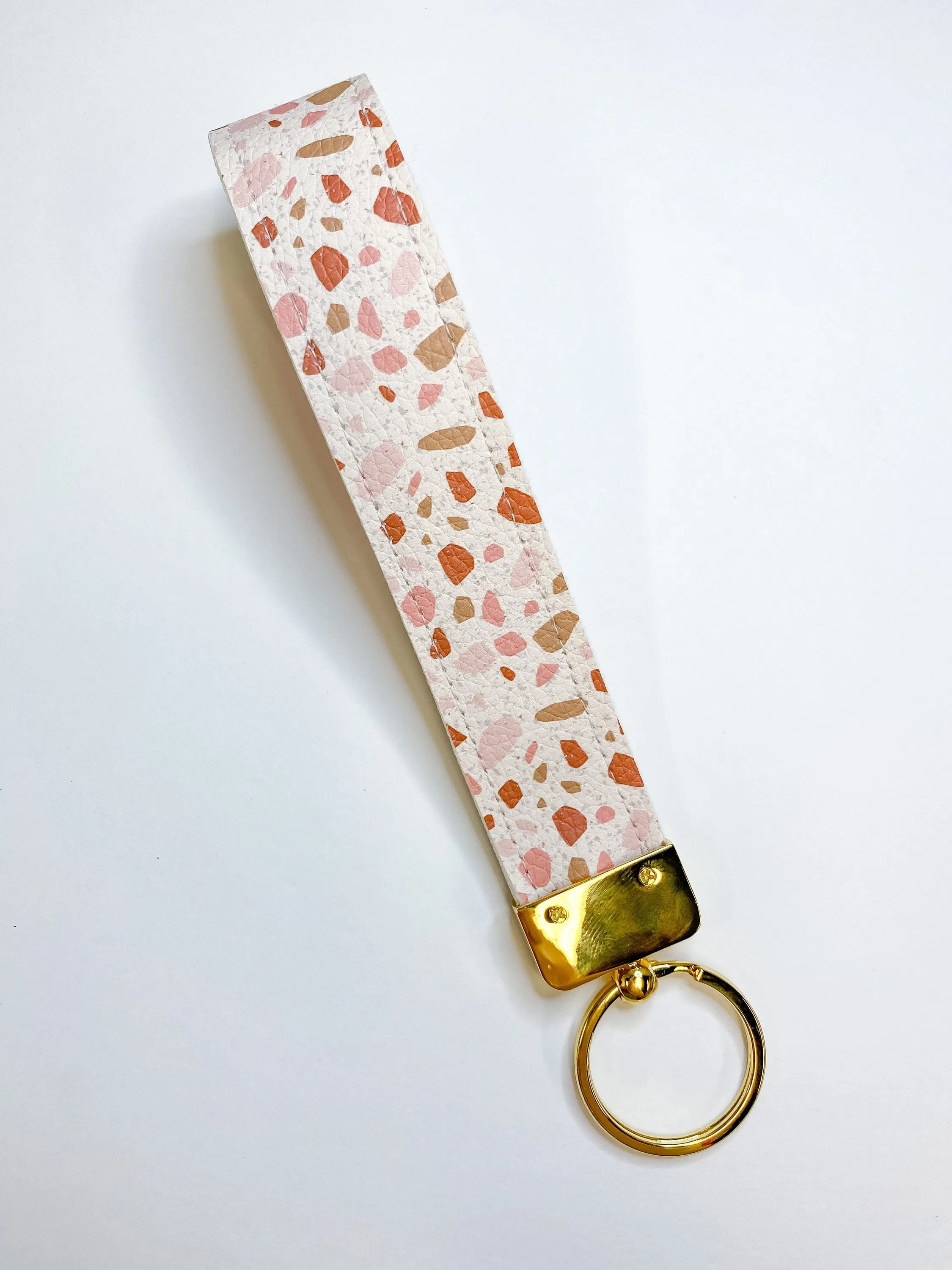 Terrazzo Faux Leather Wristlet Keychain