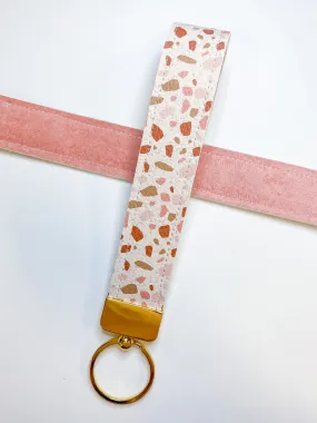 Terrazzo Faux Leather Wristlet Keychain