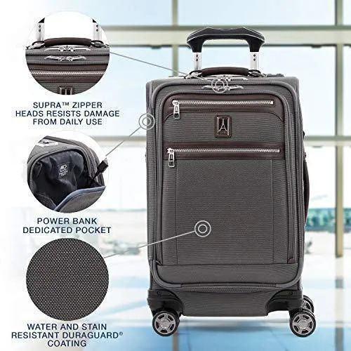 Travelpro Platinum Elite-Softside Expandable Spinner Wheel Luggage, Vintage Grey, Carry-On 21-Inch