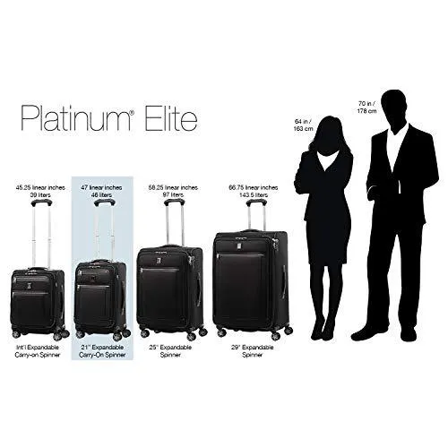 Travelpro Platinum Elite-Softside Expandable Spinner Wheel Luggage, Vintage Grey, Carry-On 21-Inch