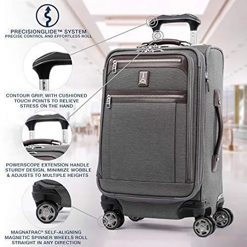 Travelpro Platinum Elite-Softside Expandable Spinner Wheel Luggage, Vintage Grey, Carry-On 21-Inch