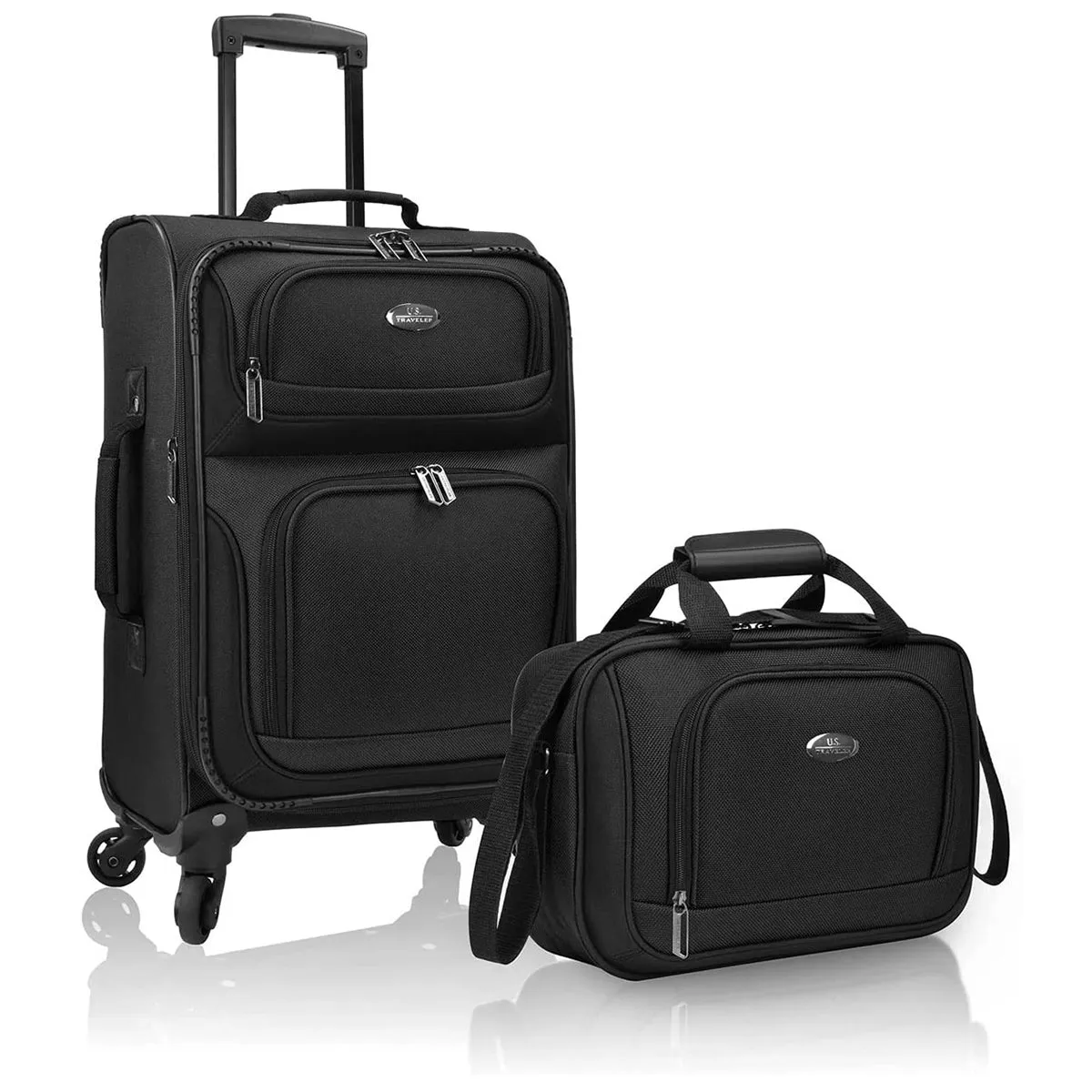 U.S. Traveler Rugged Fabric Expandable Carry-on Luggage Set, 4 Wheel