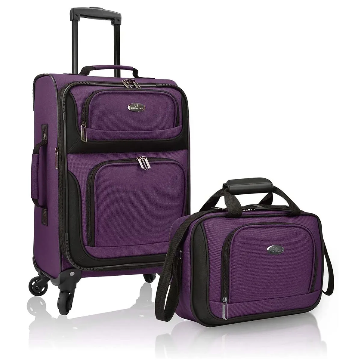 U.S. Traveler Rugged Fabric Expandable Carry-on Luggage Set, 4 Wheel